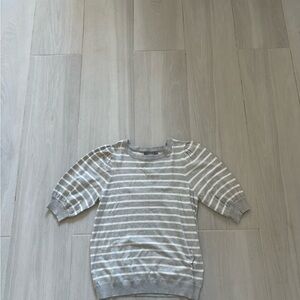 Elegant Gray Striped Women's Sweater